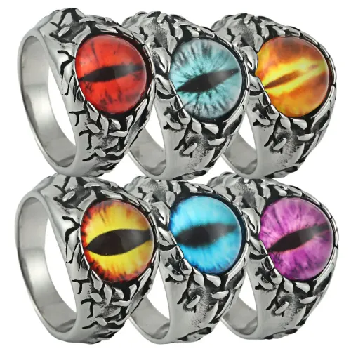 RTM1677 Devil Eye Ring Punk Style Multicolor Stainless Steel Death Theme