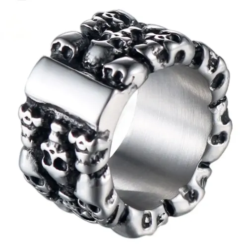 RTM598 Men's Titanium Steel Skull Ring Nightclub-Style Bracelet Jewelry
