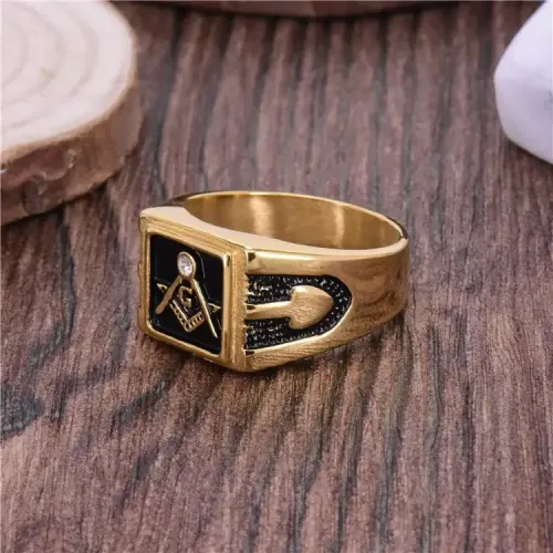 RTM347 Masonic AG Logo Titanium Steel Ring Unisex Religious Jewelry for Men Women