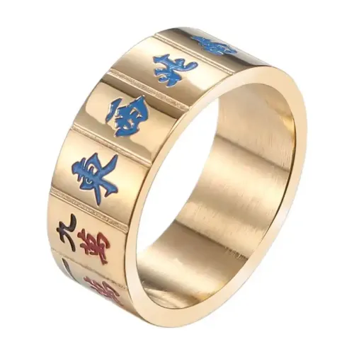 RTM526 Thirteen Yao Mahjong Ring Men's Titanium Steel Transfer Band