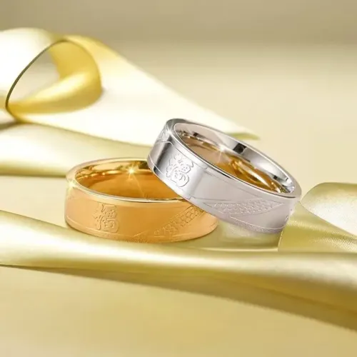 RTM769 Fortune Transferring Stainless Steel Men's Couple Rings Wealth Symbol Bands