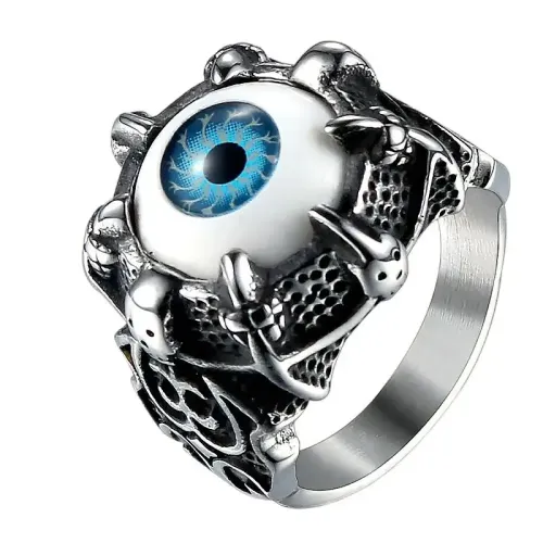 RTM637 Men's Devil's Eye Titanium Steel Ring Alternative Punk Pupil Fashion Accessory