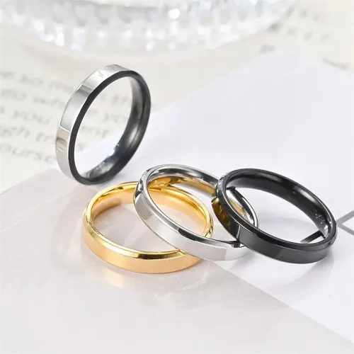 RTM1035 Elegant Beveled Stainless Steel Female G Couple Ring Perfect Match for Her