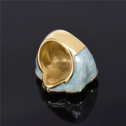 RTM383 Women's Flower Shape Rhinestone Ring Stainless Steel Epoxy Jewelry