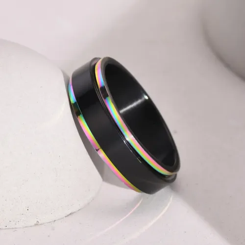 RTM70 Men's Black Stainless Steel Ring 6mm-8mm Band Width Luxury Jewelry