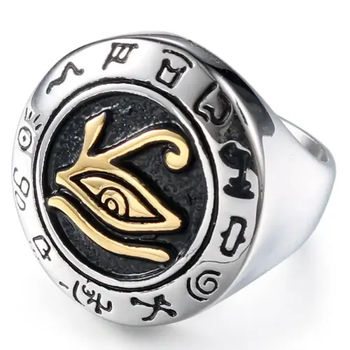 RTM486 Eye of Horus Ring Men's Stainless Steel Cast Symbolic Protection Jewelry