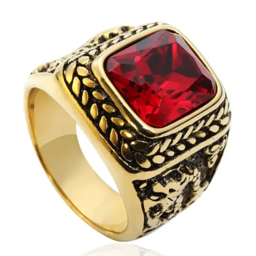 RTM1529 Dragon Gemstone Punk Ring Stainless Steel Fashion Accessory for Men