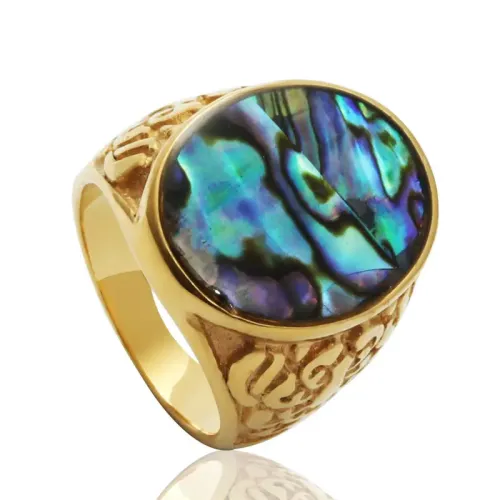 RTM2081 Colorful Shell Stainless Steel Rings for Men & Women Round Fashion Jewelry