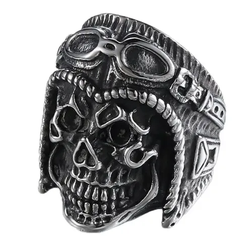 RTM621 Titanium Steel Skull Ring Men's Stainless Steel Punk Style Game-Inspired Jewelry