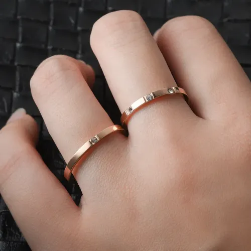 RTM924 Rose Gold Stainless Steel Diamond Tail Ring for Women Elegant Knuckle Accessory