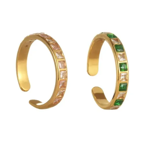 RTM2449 Elegant 18K Gold Plated Stainless Steel Ring with Square Zircon Diamond for Women