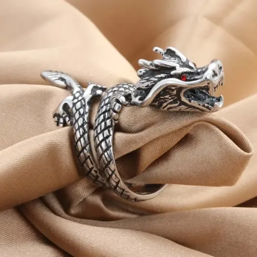 RTM1880 Stainless Steel Dragon Ring Exotic Animal Design Men's Jewelry
