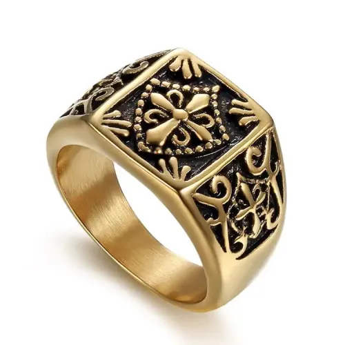 RTM459 Men's Titanium Steel Cross Ring Punk Hipster Nightclub Jewelry