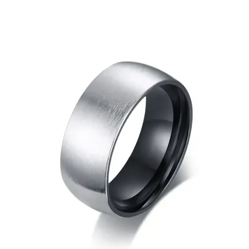 RTM109 8MM Black Brushed Titanium Steel Ring Men's Stainless Steel Band