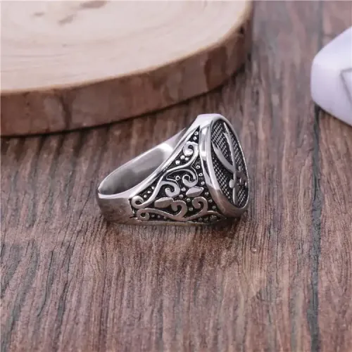 RTM254 Navy Warship Pirate Double Sword Ring Men's Titanium Steel Blackened Punk Jewelry