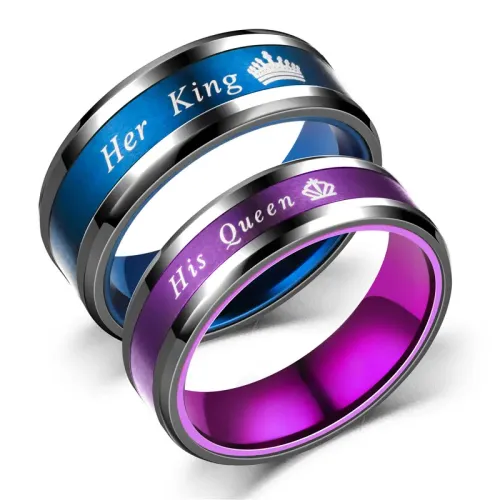 RTM2897 Black Blue & Black Purple 'KgQueen' Queen Ring Regal Elegance for Her