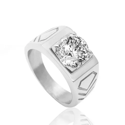 RTM2093 Elegant Crystal Love Proposal Ring Stainless Steel Zircon Jewelry