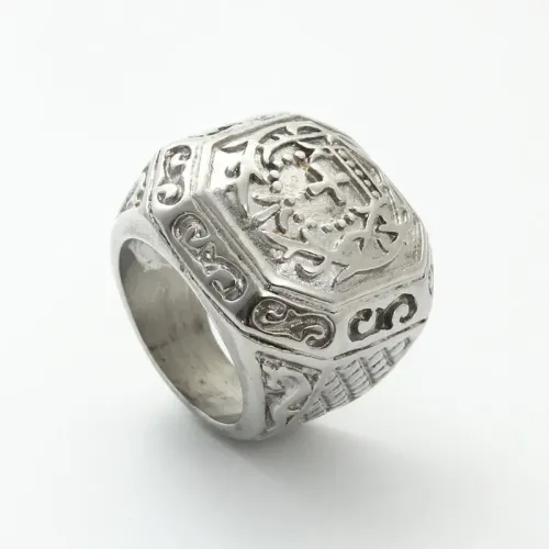 RTM1938 Punk Stainless Steel Ring Carved Design Edgy men Jewelry