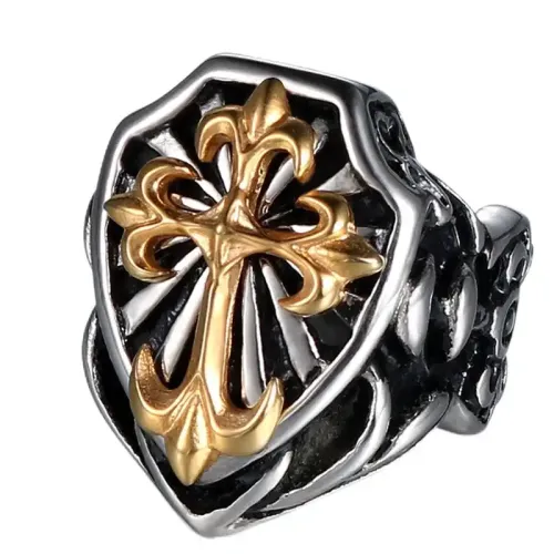 RTM624 Men's Titanium Stainless Steel Cross Ring Durable Jewelry Accessory