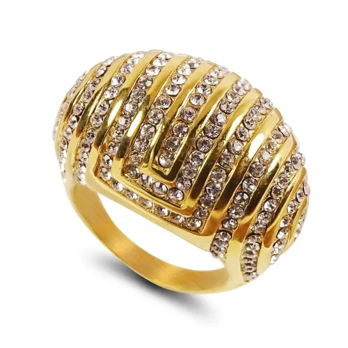 RTM378 Geometric 316L Titanium Steel Full Ring Women's Elegant Bare Jewelry