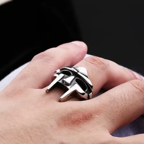 RTM2329 Men's Stainless Steel Ring with Mask Design Trendy Jewelry Accessory