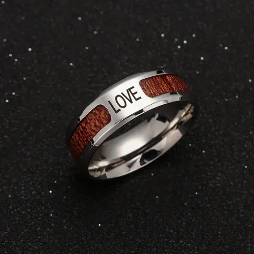 RTM1445 Elegant Half Circle Wood Grain Ring Unique Jewelry for Men and Women