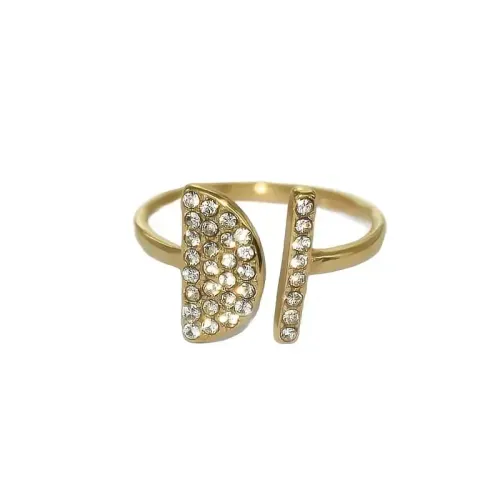 RTM447 DL Logo Diamond Stainless Steel Open Ring for Women Elegant Jewelry