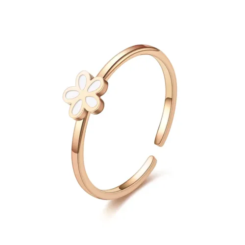 RTM737 Small Daisy Flower Oil Drip Ring Stainless Steel Floral Jewelry for Women