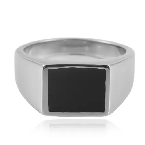 RTM1608 Black Men's Ring Stainless Steel Square Detail Modern Accessory