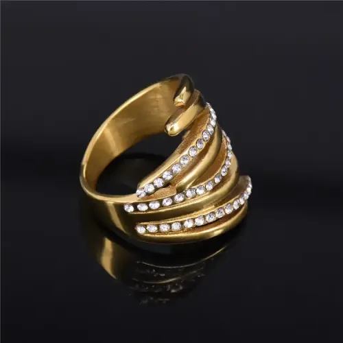RTM234 Gold-Plated Diamond Titanium Steel Ring Women's Bracelet Luxury Banquet Gift