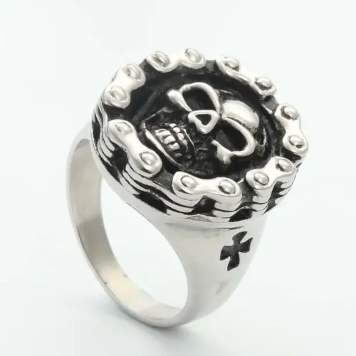 RTM1955 Stainless Steel Skull Ring Punk Jewelry Bicycle Chain Design