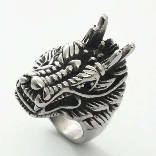 RTM1937 Chinese Dragon Punk Ring Stainless Steel Faucet Jewelry for Men