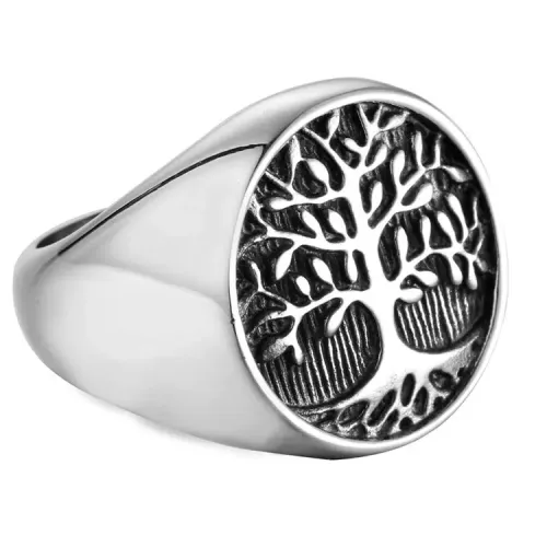 RTM1560 Stainless Steel Tree of Life Ring Punk Style Jewelry Accessory