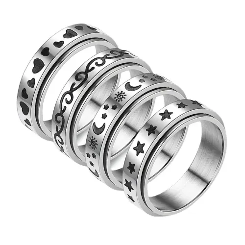 RTM739 Love Couple Ring Turning Stainless Steel Jewelry for Men & Couples