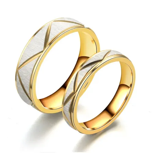 RTM842 Elegant 18K Gold Stainless Steel Rings for Couples Timeless Women's Jewelry
