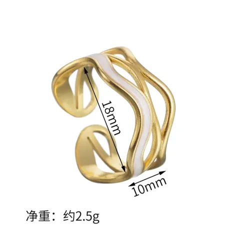 RTM2562 Women's Wave Design Stainless Steel Open Ring Irregular Fashion Band