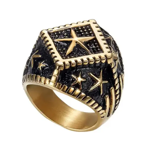 RTM300 Diamond-Encrusted Titanium Steel Ring Punk Jewelry Men's Middle Eastern Portrait