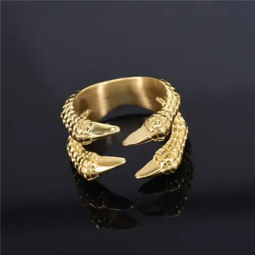 RTM327 Eagle Claw Gold Simulation Ring Men's Stainless Steel Band