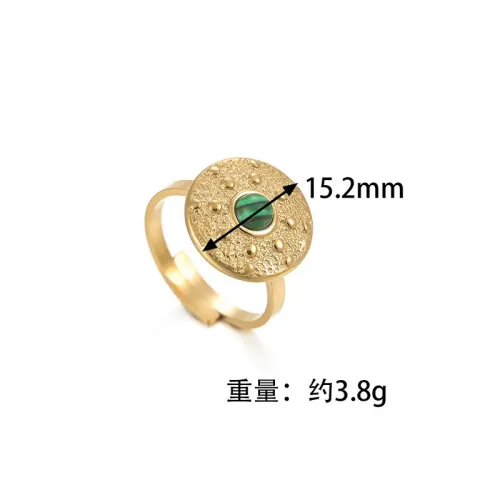 RTM2485 14K Gold Plated Stainless Steel Sun Turquoise Ring – Women's Adjustable Oval Jewelry