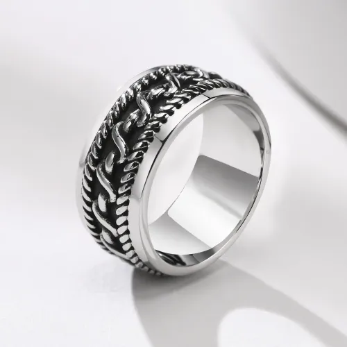 RTM88 Men's Stainless Steel Tail Ring Hip Hop Jewelry in Steel Color