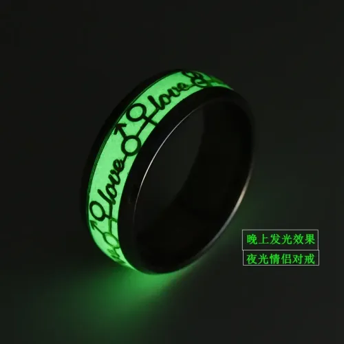 RTM960 Luminous Love Rings Glow-in-the-Dark Stainless Steel Jewelry for Couples