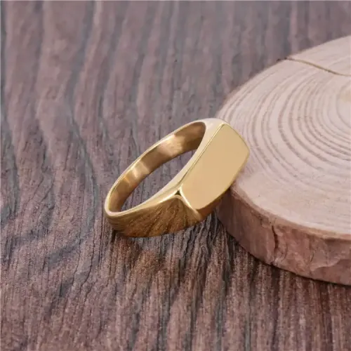 RTM339 Unisex Titanium Steel Rectangular Business Rings Durable Stainless Steel