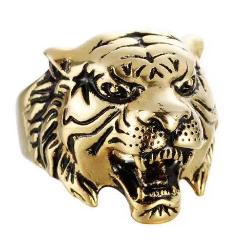 RTM2027 Men's Stainless Steel Tiger Head Ring Bold Fashion Jewelry