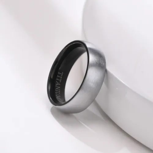 RTM87 Electric Black Titanium Hoop Ring Men's T-Design Jewelry Piece