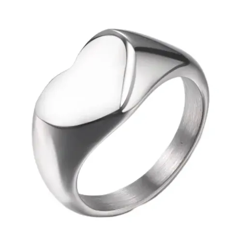 RTM569 Unisex Heart Shaped Titanium Stainless Steel Ring Durable Love Symbol