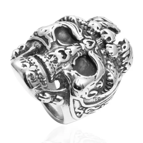 RTM2067 Skull Ring for Men Ghost Head Design in Stainless Steel