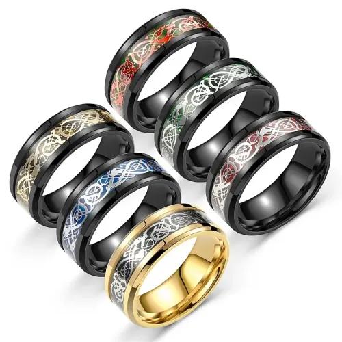 RTM935 Dragon Pattern Stainless Steel Rings for Men Unique Couple Jewelry