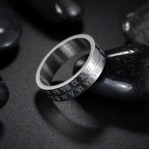 RTM2537 Punk 6MM Roman Numeral Women's Stainless Steel Knuckle Tail Ring