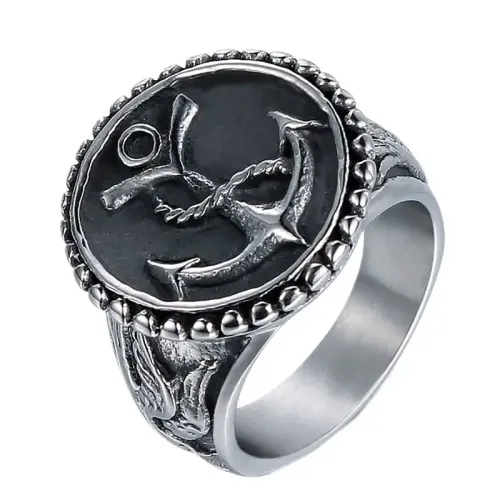 RTM656 Titanium Steel Anchor Ring Punk Stainless Steel Jewelry for the Bold