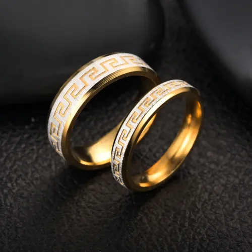 RTM804 Unique Patterned Stainless Steel Couple Rings Matching Jewelry Sets